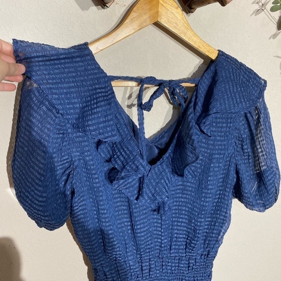 TULAROSA Revolve Augustine dress in navy blue mini short ruffles summer Easter - Picture 8 of 9